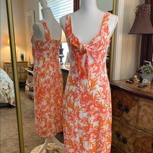 Sam Edelman Orange Sleeveless Sweetheart Midi Dress